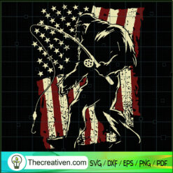 Bigfoot Fishing SVG, Bigfoot USA Flag SVG, Bigfoot SVG