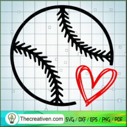 Baseball Heart SVG, Grunge Baseball SVG, Sports SVG