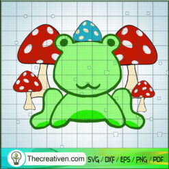 Biz Frog Wearing a Mushroom Hat SVG, Funny Frog SVG, Mushroom Hat SVG