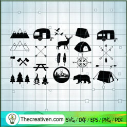 Camping Bundle SVG, Wildlife Clipart, Wildlife SVG, Happy Camper SVG