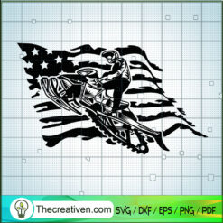 US Snowmobile Jump SVG, Snowmobiler SVG, US Flag SVG