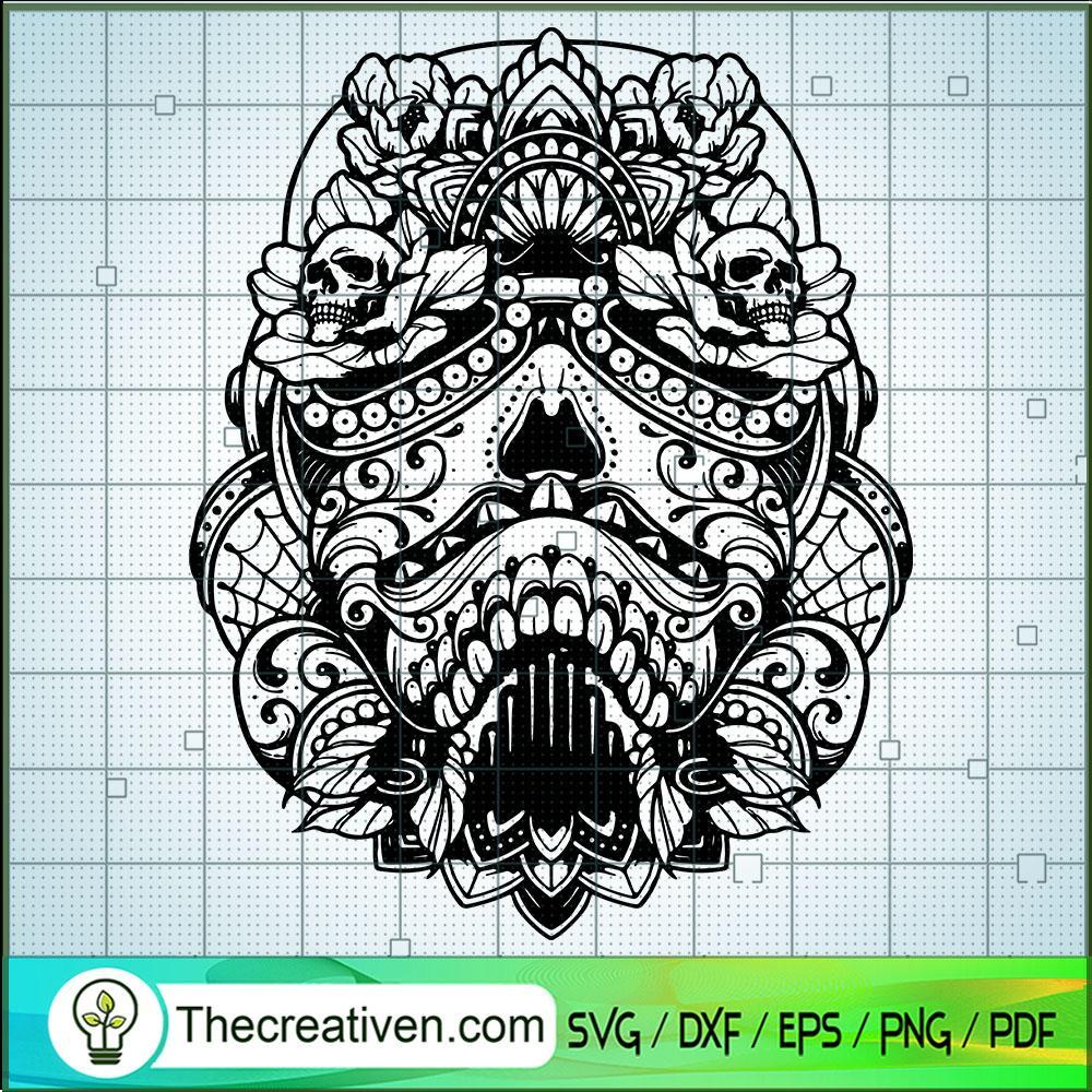 Stormtrooper Floral Skull SVG, Star Wars SVG, Skull SVG 1 Stormtrooper Floral Skull SVG, Star Wars SVG, Skull SVG