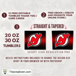 Alternative view of New Jersey Devils Skinny Tumbler Wrap – Digital Download