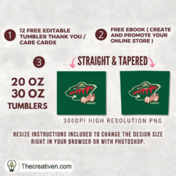 Alternative view of Minnesota Wild Skinny Tumbler Wrap – Digital Download