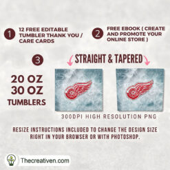 Alternative view of Detroit Red Wings Skinny Tumbler Wrap – Digital Download