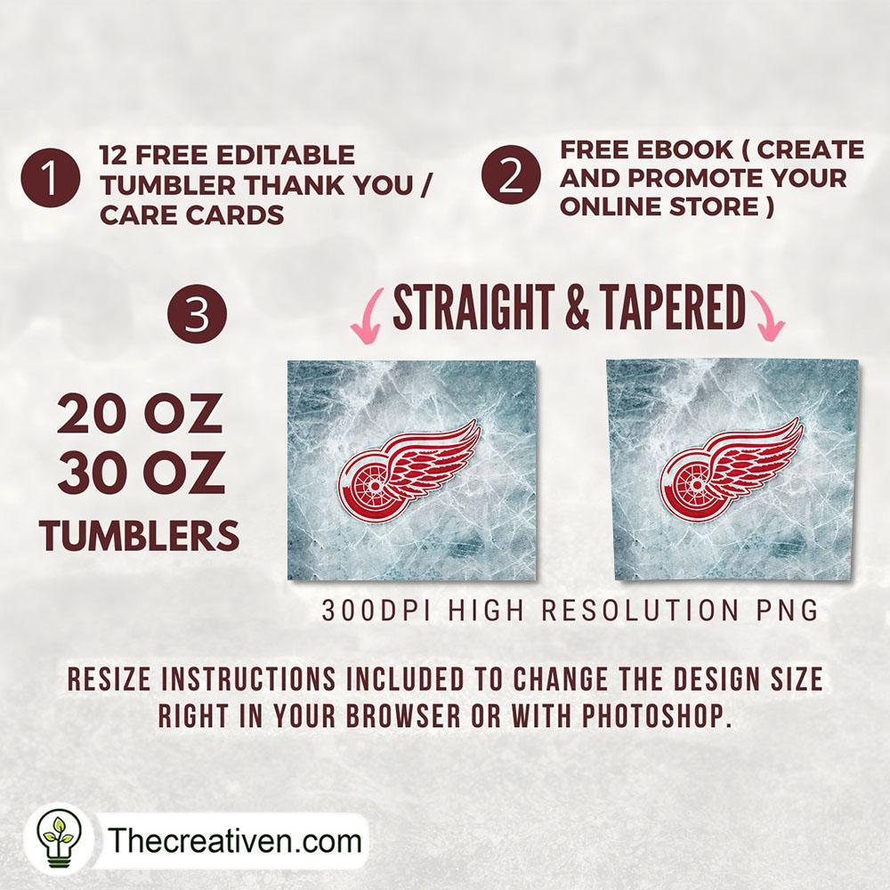 Detroit Red Wings Skinny Tumbler Wrap – Digital Download 2 Detroit Red Wings Skinny Tumbler Wrap – Digital Download - Image 2