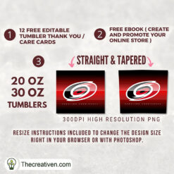 Alternative view of Carolina Hurricanes Skinny Tumbler Wrap – Digital Download