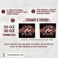 Alternative view of Arizona Coyotes Skinny Tumbler Wrap – Digital Download
