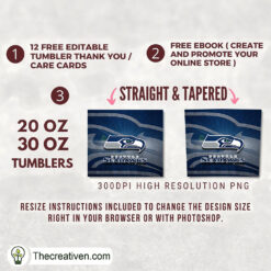 Alternative view of Seattle Seahawks Skinny Tumbler Wrap – Digital Download