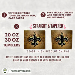 Alternative view of New Orleans Saints Skinny Tumbler Wrap – Digital Download