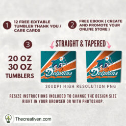 Alternative view of Miami Dolphins Skinny Tumbler Wrap – Digital Download