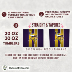 Alternative view of Minnesota Vikings Skinny Tumbler Wrap – Digital Download