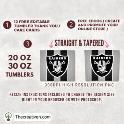 Alternative view of Las Vegas Raiders Skinny Tumbler Wrap – Digital Download
