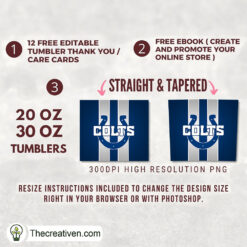 Alternative view of Indianapolis Colts Skinny Tumbler Wrap – Digital Download