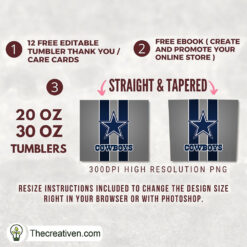 Alternative view of Dallas Cowboys Skinny Tumbler Wrap – Digital Download