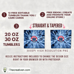 Alternative view of Washington Wizards Skinny Tumbler Wrap – Digital Download