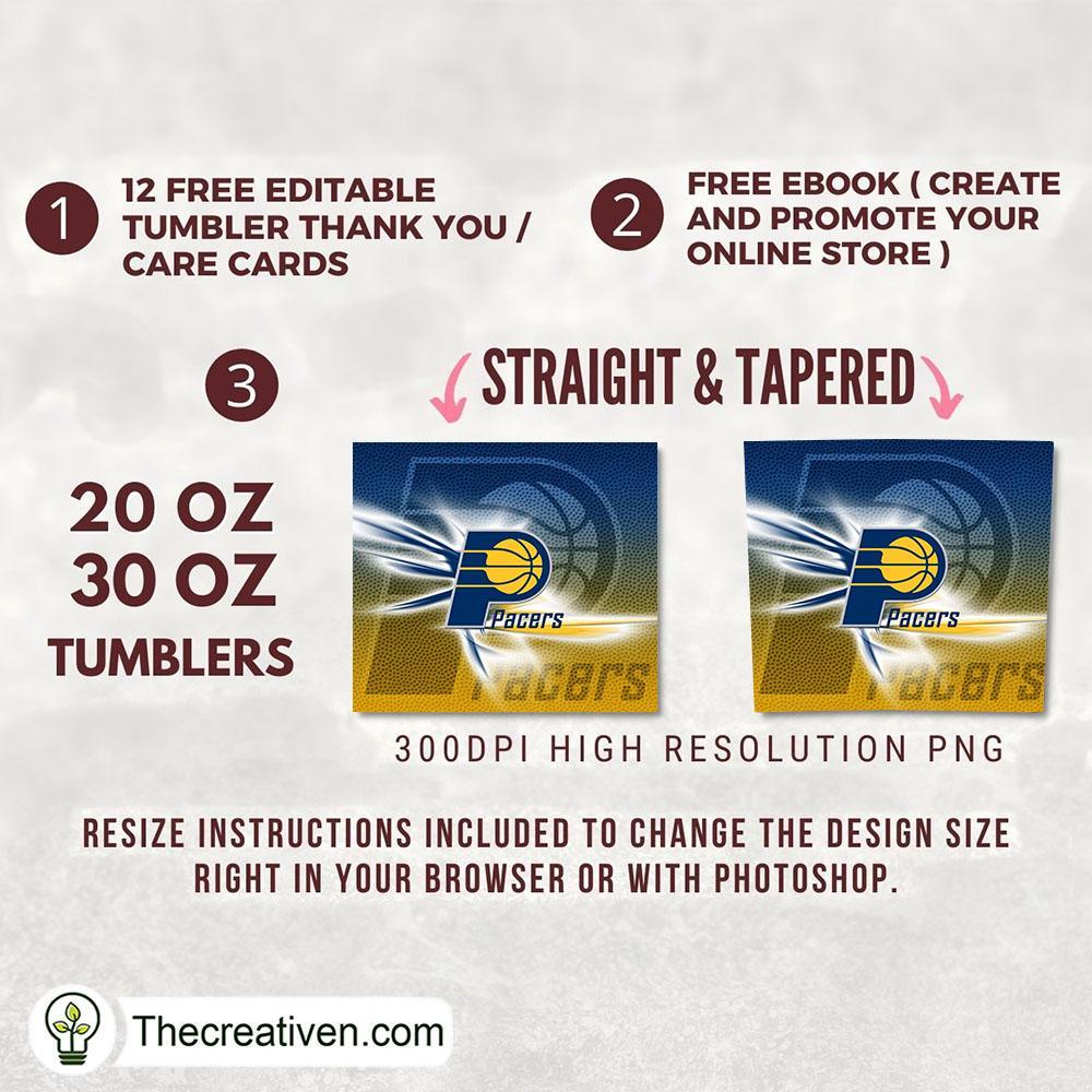 Pacers Skinny Tumbler Wrap – Digital Download 2 Pacers Skinny Tumbler Wrap – Digital Download - Image 2