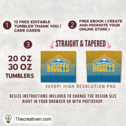 Alternative view of Denver Nuggets Skinny Tumbler Wrap – Digital Download