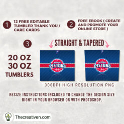 Alternative view of Detroit Pistons Skinny Tumbler Wrap – Digital Download
