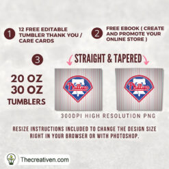 Alternative view of Philadelphia Phillies Skinny Tumbler Wrap – Digital Download
