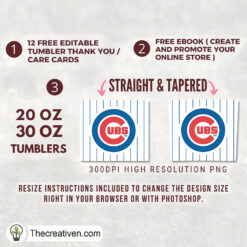 Alternative view of Chicago Cubs Skinny Tumbler Wrap – Digital Download