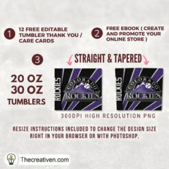 Alternative view of Colorado Rockies Skinny Tumbler Wrap – Digital Download