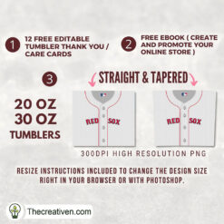 Alternative view of Boston Red Sox Skinny Tumbler Wrap – Digital Download