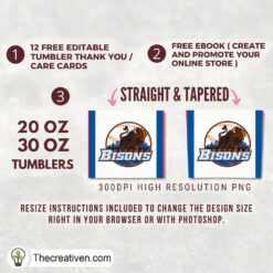 Alternative view of Buffalo Bisons Skinny Tumbler Wrap – Digital Download