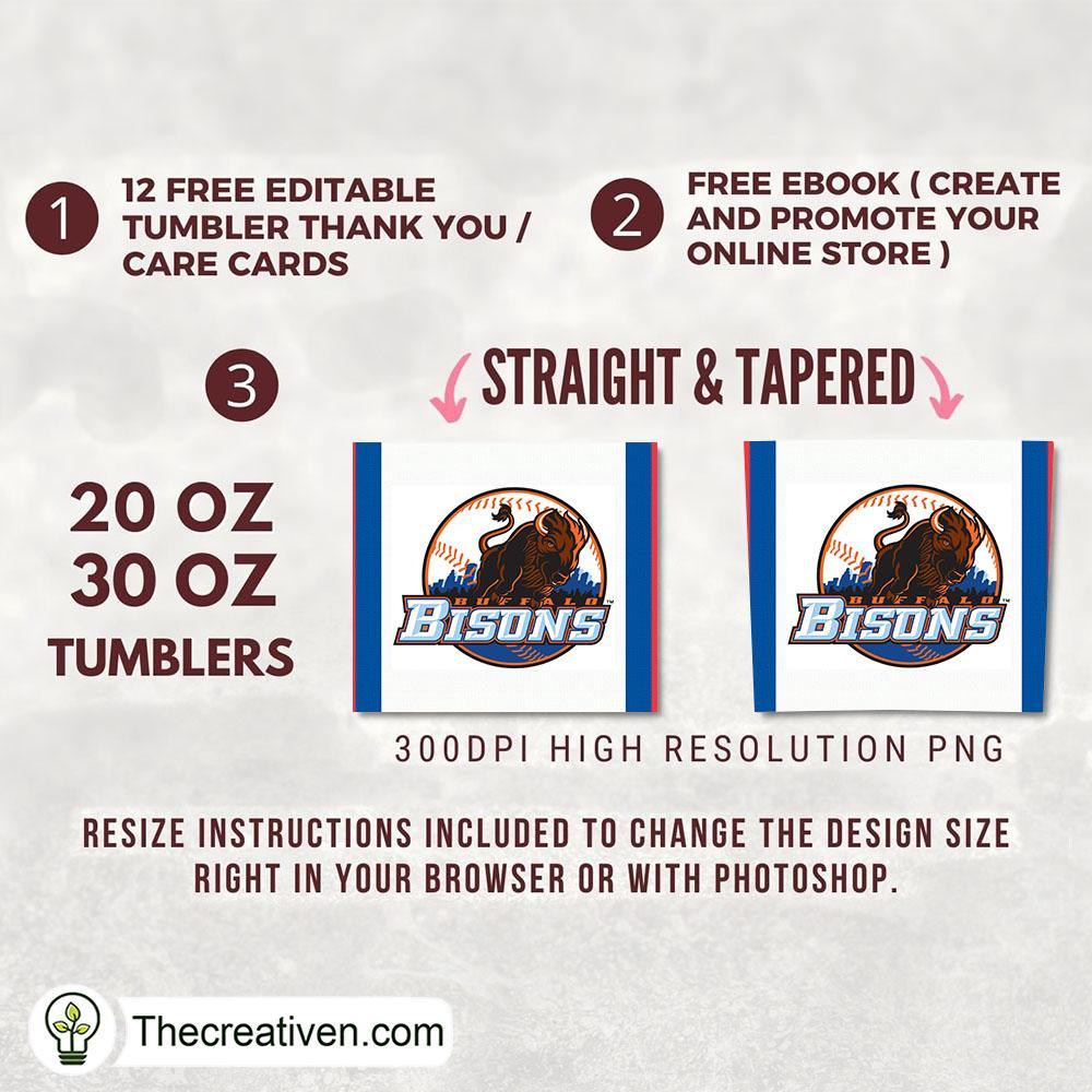 Buffalo Bisons Skinny Tumbler Wrap – Digital Download 2 Buffalo Bisons Skinny Tumbler Wrap – Digital Download - Image 2