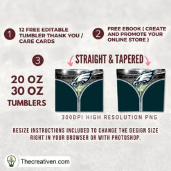 Alternative view of Philadelphia Eagles Zipper Skinny Tumbler Wrap – Digital Download