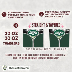 Alternative view of NY Jets Zipper Skinny Tumbler Wrap – Digital Download