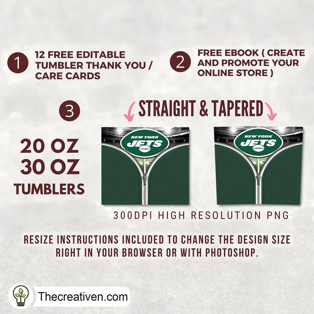 NY Jets Zipper Skinny Tumbler Wrap – Digital Download 2 NY Jets Zipper Skinny Tumbler Wrap – Digital Download - Image 2