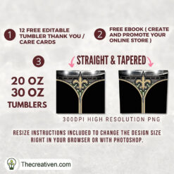 Alternative view of New Orleans Saints Zipper Skinny Tumbler Wrap – Digital Download
