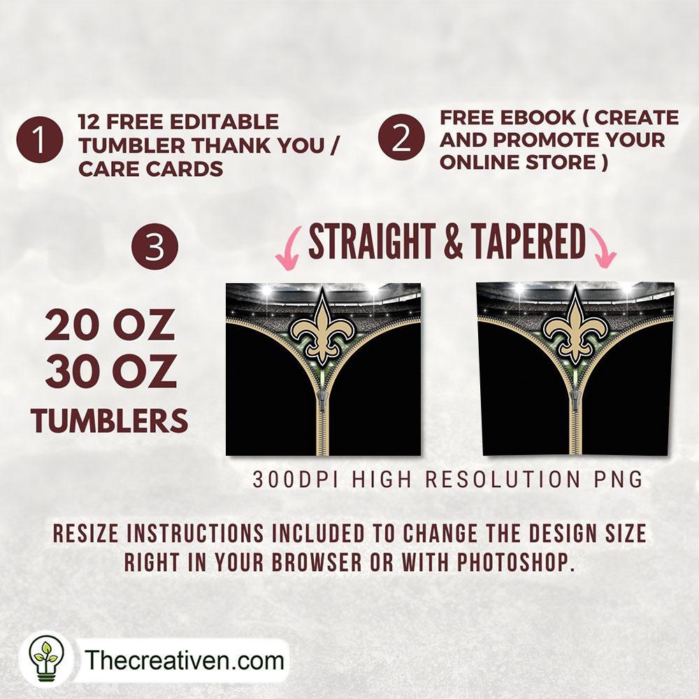 New Orleans Saints Zipper Skinny Tumbler Wrap – Digital Download 2 New Orleans Saints Zipper Skinny Tumbler Wrap – Digital Download - Image 2