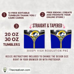 Alternative view of LA Rams Zipper Skinny Tumbler Wrap – Digital Download