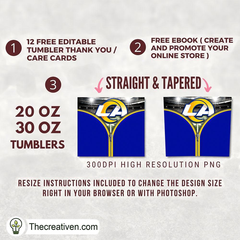 LA Rams Zipper Skinny Tumbler Wrap – Digital Download 2 LA Rams Zipper Skinny Tumbler Wrap – Digital Download - Image 2
