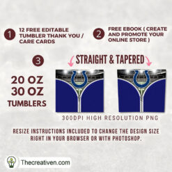 Alternative view of Indianapolis Colts Zipper Skinny Tumbler Wrap – Digital Download