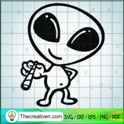 Stoned Alien SVG, Alien SVG, Alien Smoking SVG