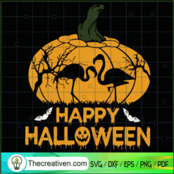 Flamingo Happy Halloween SVG Cut File for Cricut & Silhouette