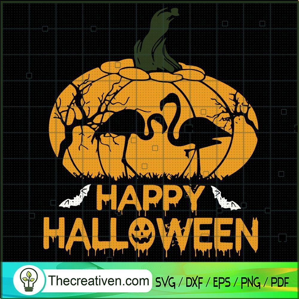 Flamingo Happy Halloween SVG Cut File for Cricut & Silhouette 1 Flamingo Happy Halloween SVG Cut File for Cricut & Silhouette
