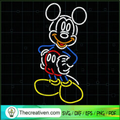 Mickey Disney SVG, Cute Mouse SVG, Mickey Neon Light SVG