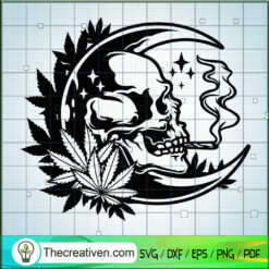 Smoking Weed Moon High SVG, Skull SVG, Cannabis SVG