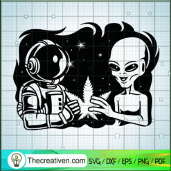 Smoking Alien SVG, Astronaut Smoking SVG, Cannabis SVG