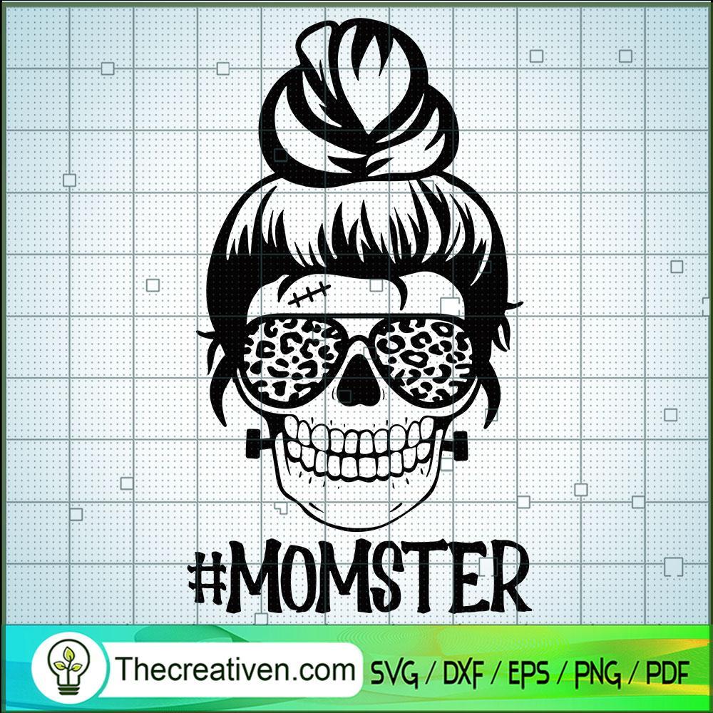 Messy Bun Momster SVG, Momster Skull SVG, Halloween SVG 1 Messy Bun Momster SVG, Momster Skull SVG, Halloween SVG