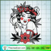 Girl Smoking Weed Tattoo Style SVG, Girl Cannabis SVG, Smoke Weed SVG