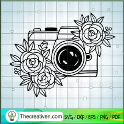 Floral Camera SVG, Floral Flower SVG, Camera Focus SVG
