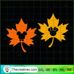 Cute Autumn Leaves SVG, Minnie And Mickey SVG, Walt Disney SVG