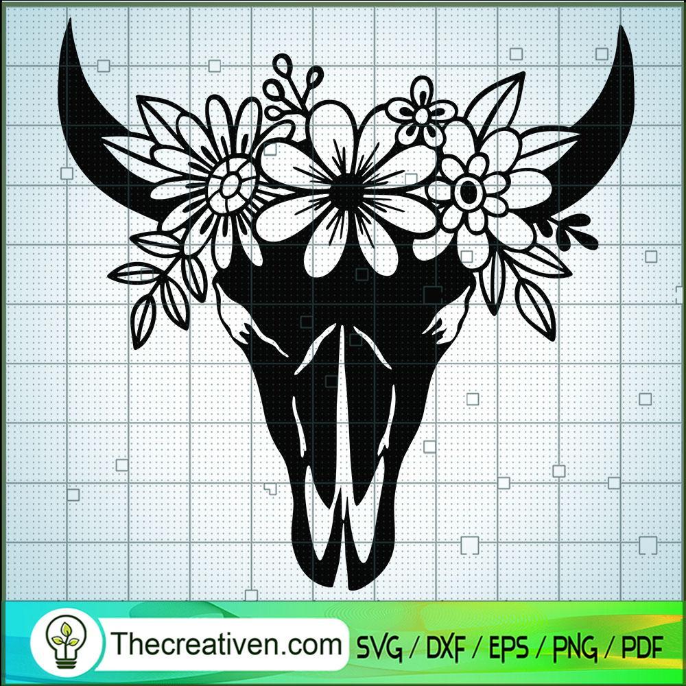 Cow Skull with Flowers SVG, Cow Skull SVG, Flowers SVG 1 Cow Skull with Flowers SVG, Cow Skull SVG, Flowers SVG