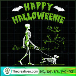 Happy Halloweenie Skeleton W SVG Cut File for Cricut