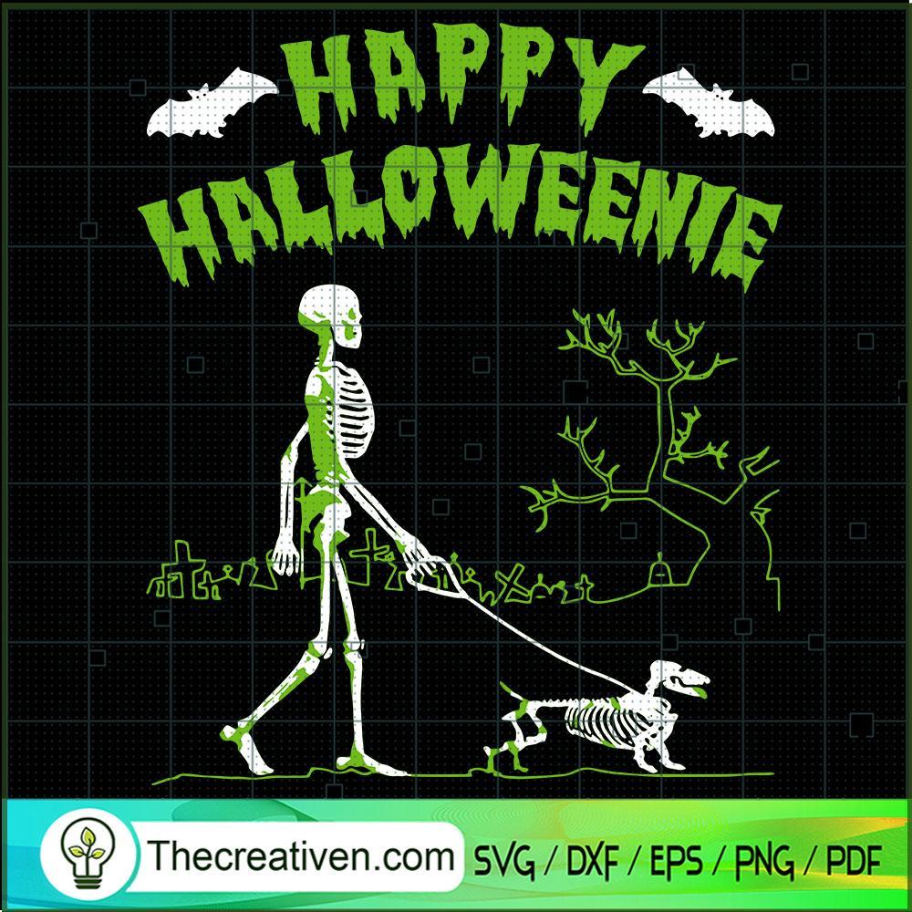 Happy Halloweenie Skeleton W SVG Cut File for Cricut 1 Happy Halloweenie Skeleton W SVG Cut File for Cricut